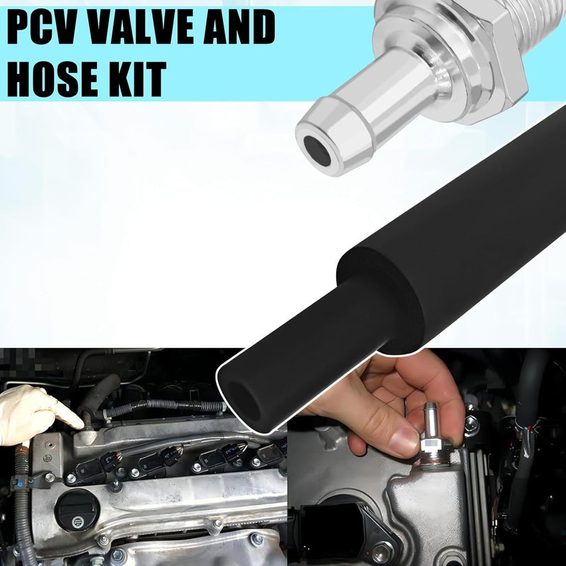 QQWD Engine PCV Valve and Hose Kit for Toyota Corolla Camry Highlander Solara Matrix RAV4 TC XB Lexus HS250h Ventilation Pcv Valve Vacuum Hose Replacement 12204-28020 12262-28021 PCV Hose（2.4L 4CYL） - Image 4